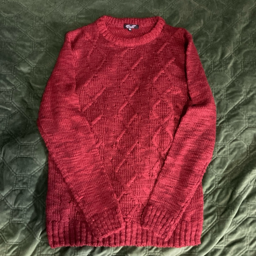 Men's Red Cable Knit Sweater